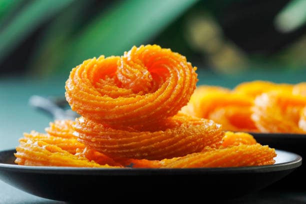 Crispy, syrup-soaked jalebis.